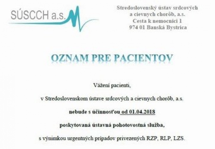 Zrušenie ústavnej pohotovostnej služby